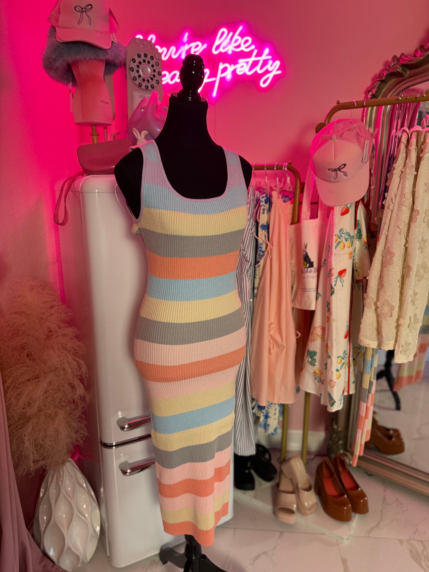 Striped Pastel Bodycon Dress