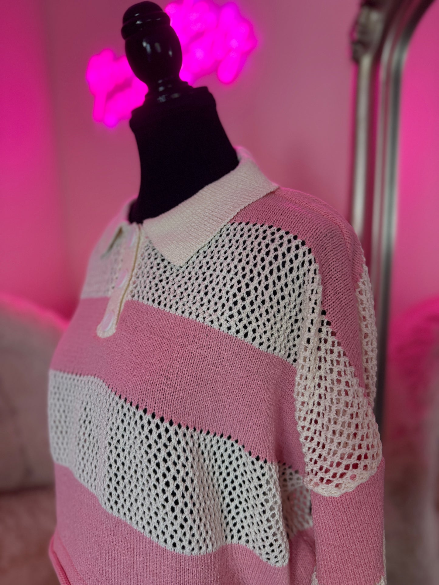 Striped Rugby Top -Pink