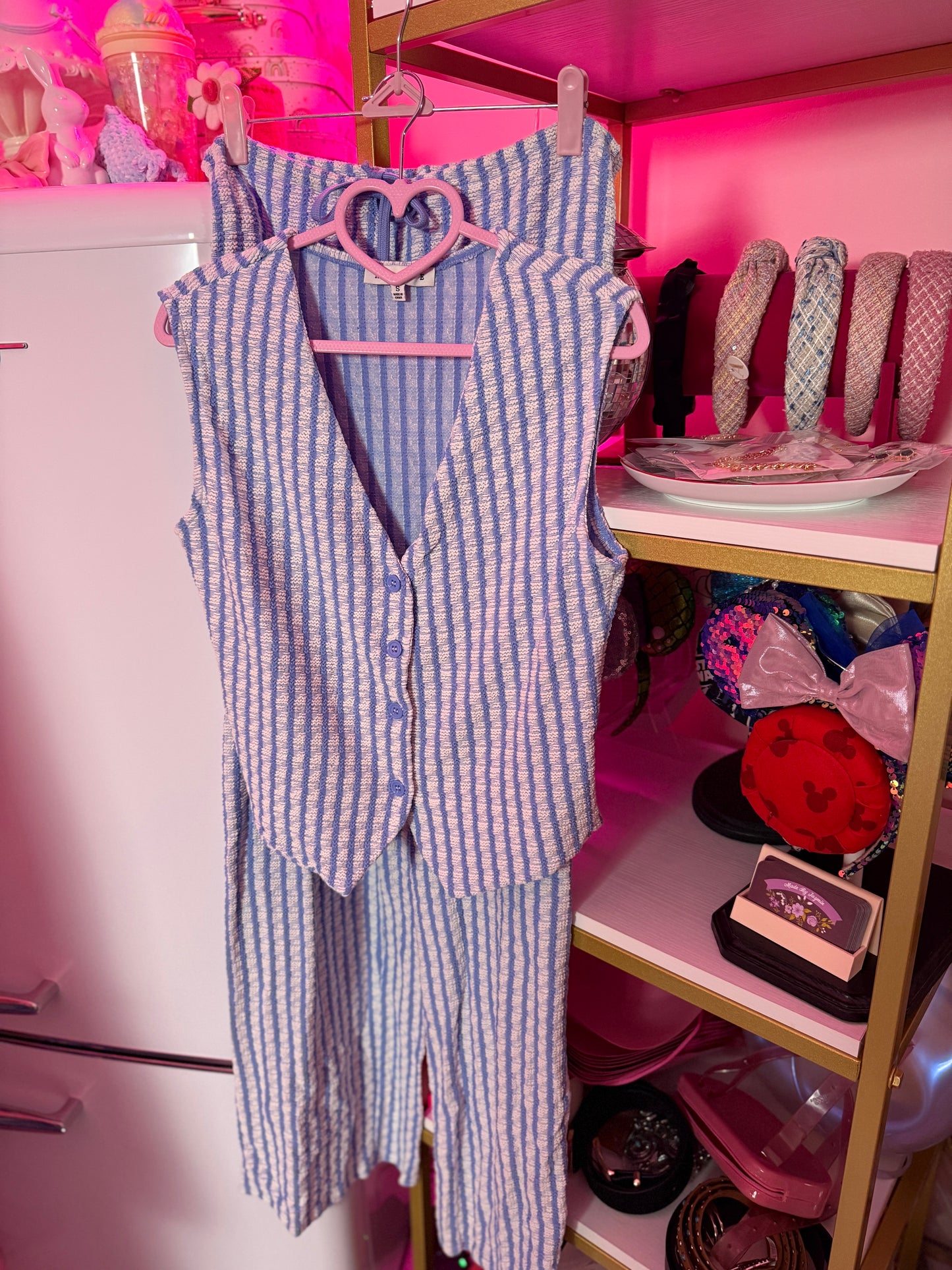 Striped Knit Vest pant set