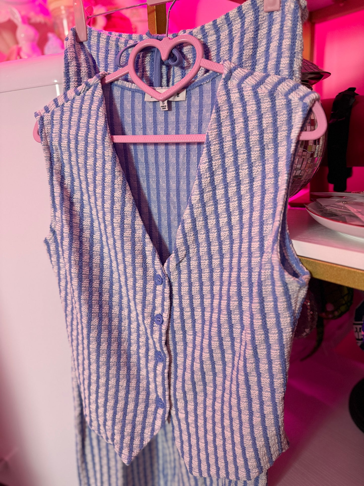 Striped Knit Vest pant set