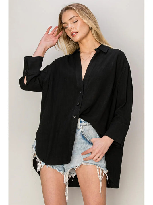 Linen Shirt -Black