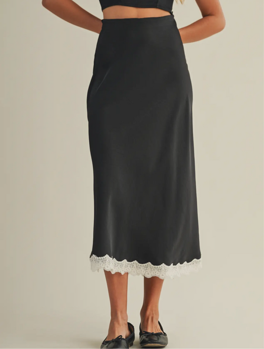 Bold black lace skirt