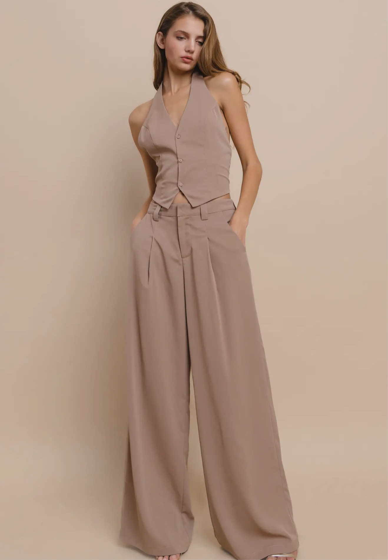 Open Back pants and Vest set