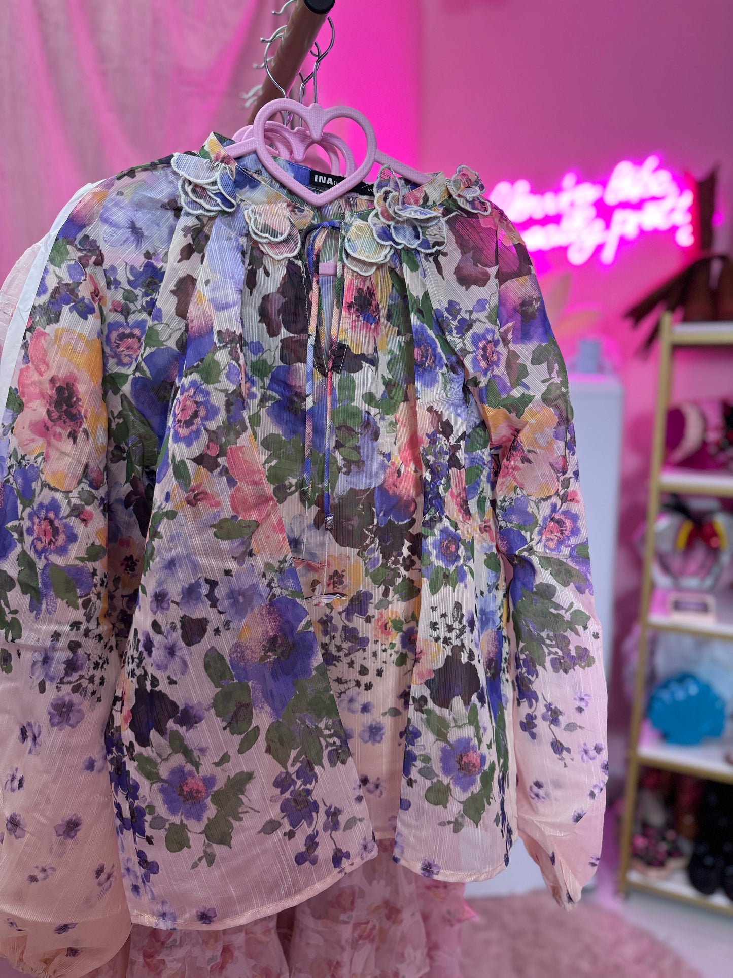 Flower Collar Print Blouse