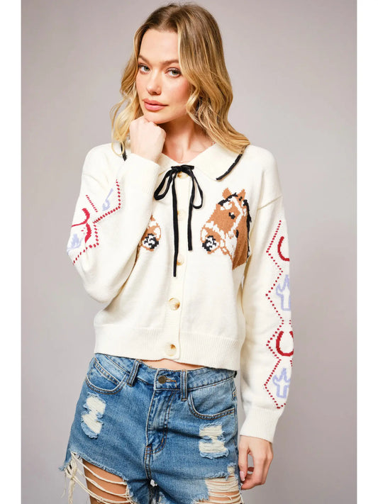 Horse Bow Knit Cardigan